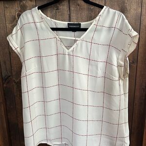 Women's Cream and Red Checkered Top